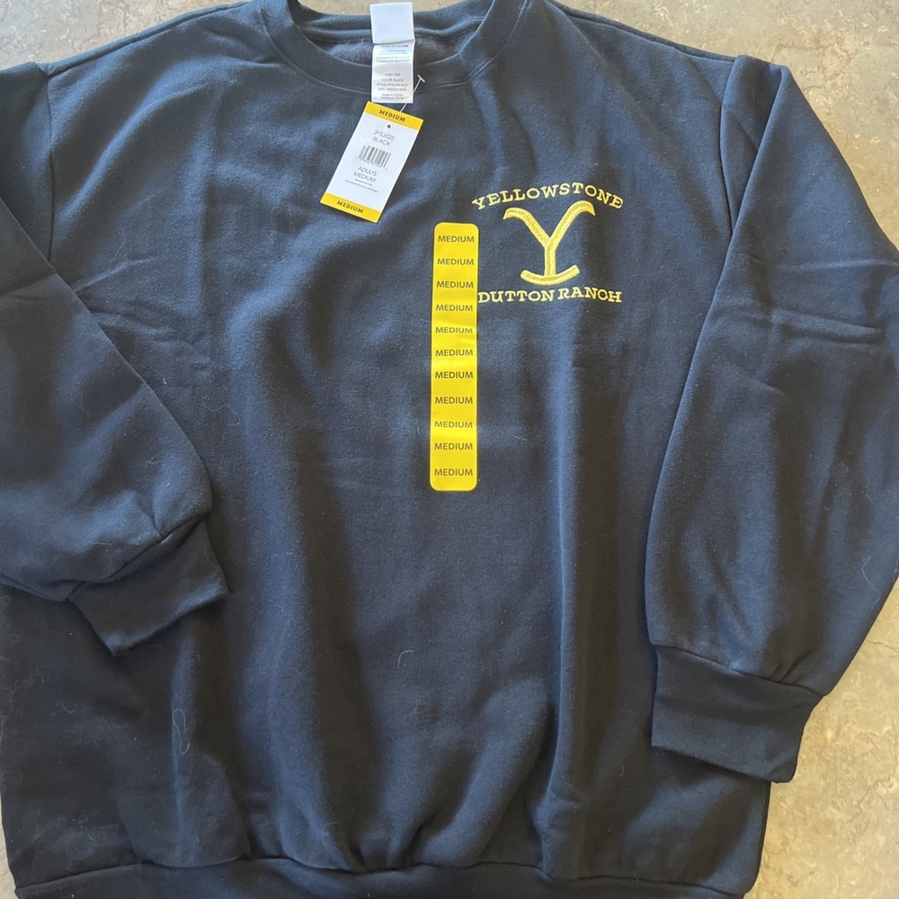 Yellowstone Dutton Ranch (Sweatshirt ) Adult MEDIUM Black & Yellow Embroidered